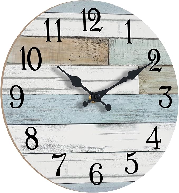 KECYET Wall Clock Battery Operated 12 Inch Silent Non Ticking Coastal Design - Image 3