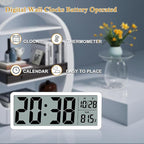8.5" Modern Digital Wall Clock, Battery Operated, Simple LCD Display - Image 2