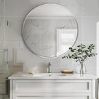 Sunniry Silver Round Mirror 30 inch, Round Bathroom Mirror, Circle Wall Mirrors - Image 4