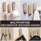 IndianShelf 10 LB- 6 Pieces Decorative Wood Adhesive Wall Hooks–Boho Peel and - Image 5