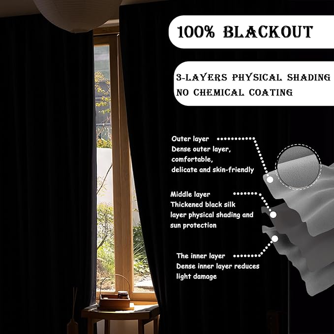 Room Divider Curtains for Ceiling Track Rod, 100% Blackout Ceiling Track - Image 2