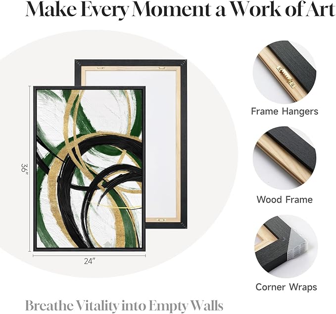 Framed Green Abstract Wall Art Set of 2 - Image 6