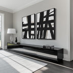 Large Framed Black and White Abstract Wall Art - Image 2