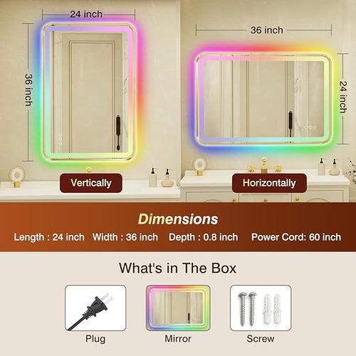 24x36 Inch Gold Framed LED Bathroom Mirror - Image 2