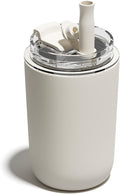 10 oz Insulated Coffee Tumblers, Travel Coffee Tumblers with Straw, Double-Wall Stainless Steel Tumbler, Leak Proof Tumbler, Reusable Cups with Lids for lced and Hot Drinks (Cream)
