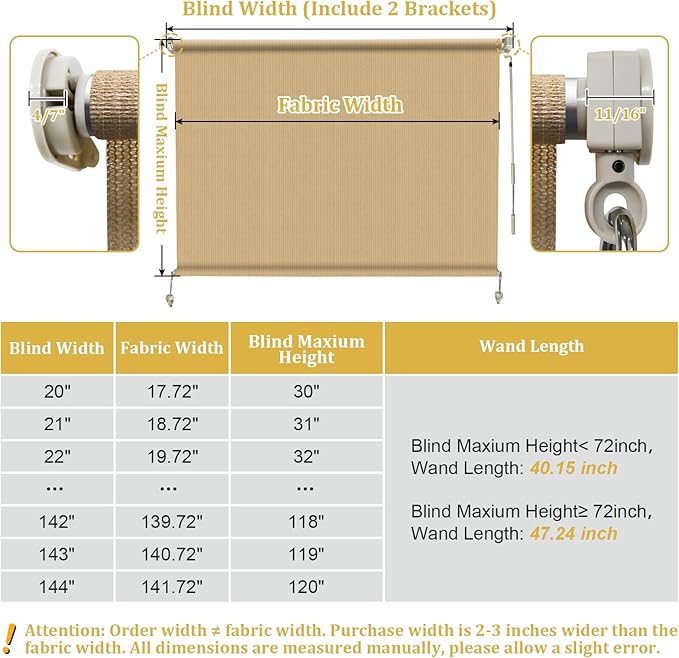 Shade&Beyond Custom Size Outdoor Roller Shades Cordless Patio Roll Up Blinds - Image 8