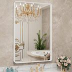 LOAAO 30x36 Inch White Metal Framed Bathroom Mirror by LOAAO