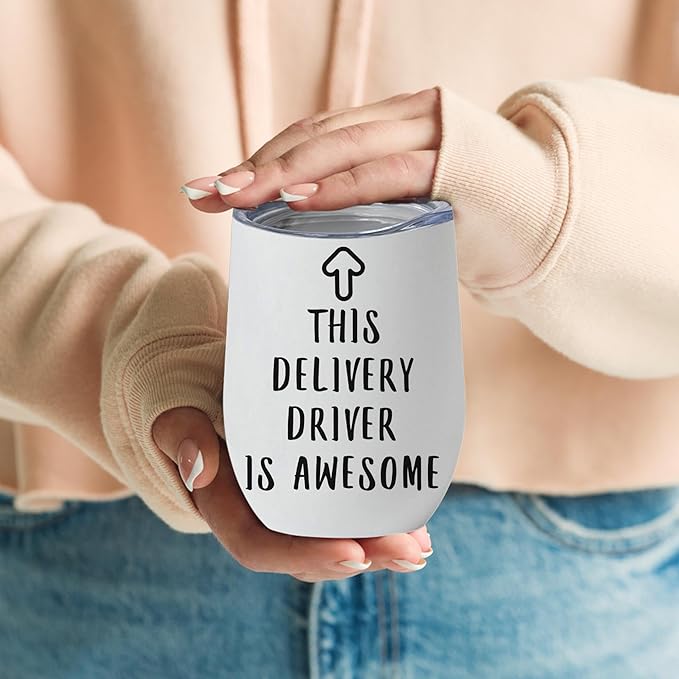 This Delivery Driver Is Awesome Tumbler 12oz Stainless Steel - Funny Vacuum Insulated Cup With Lid Appreciation Gifts for Coworkers