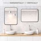 ZenStyle 2 Packs Black Metal Framed Rectangular Wall Mirror 22" x 30" Bathroom - Image 2