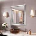 Amorho Bathroom Mirror, 28x32 Inch Silver Thick Metal Framed Wall Mirrors by Amorho
