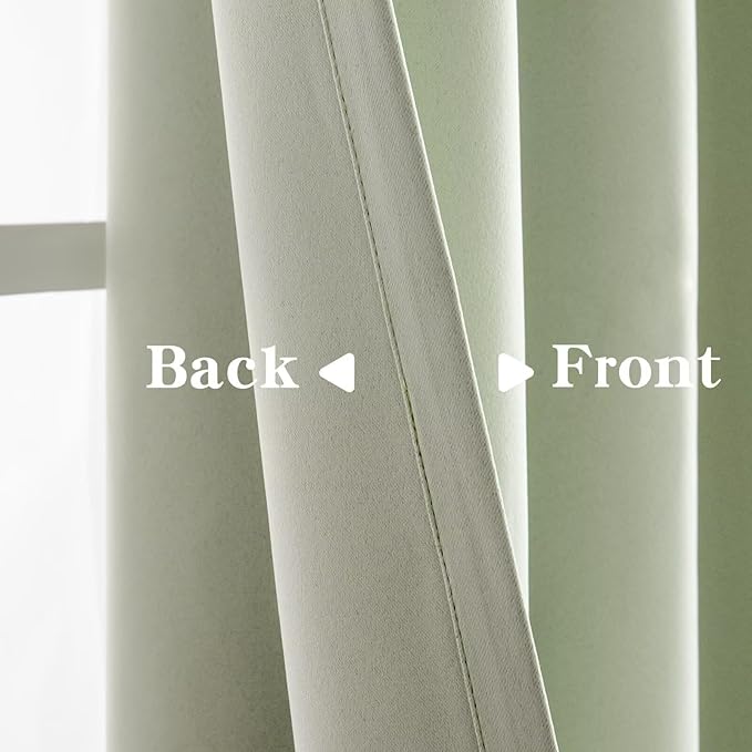 IGEMAEVE Sage Green Curtains 108 Inch Length 2 Panels Set, Light Filtering - Image 4