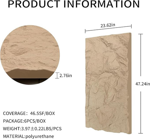 3D Faux Stone Wall Panels, Lightweight & Waterproof Accent Marble Rock Skin - Image 2