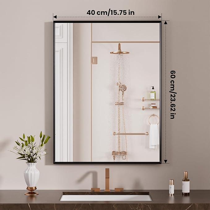 LOAAO Black Bathroom Mirror 16"X24" - Image 8