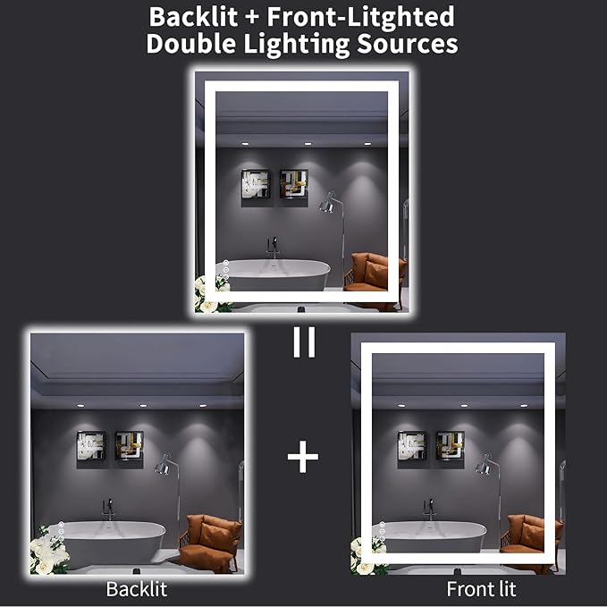 LOAAO 32"X36" LED Bathroom Mirror - Image 6
