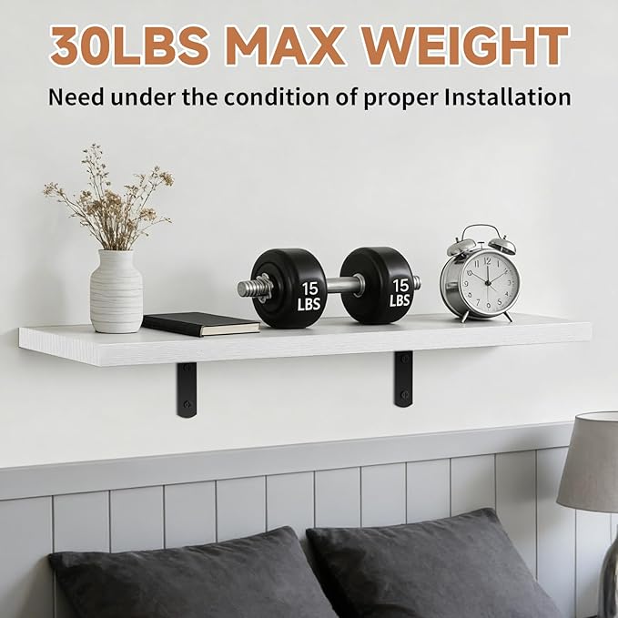 Easy Install Floating Shelves, 15.7 Inch Wall Mounted Wood Shelf, Hanging Shelf - Image 4