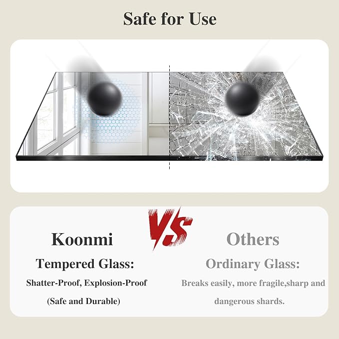 Koonmi Black Mirrors for Wall, 26x38 Inch Bathroom Mirror, Rectangular Wall - Image 5