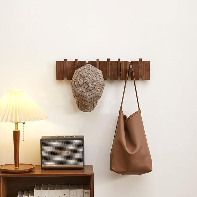 QUELLANCE Wood Coat Rack Wall Mount, Coat Hooks Hanger Wall Mounted, Heavy Duty - Image 4