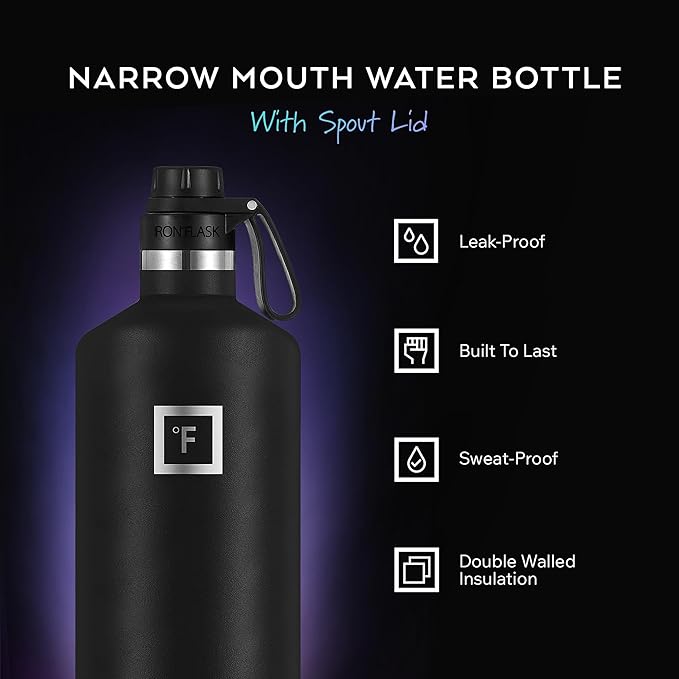 IRON °FLASK Camping & Hiking Hydration Flask with Spout, BPA-Free Insulated Stainless Steel Sports Water Bottle - 64 oz Cotton Candy
