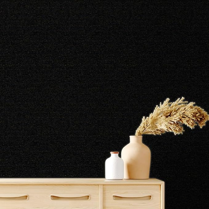 SHUFA Gold Black Cotton-Like Textured Grasscloth Wallpaper Matte Thick Real - Image 3