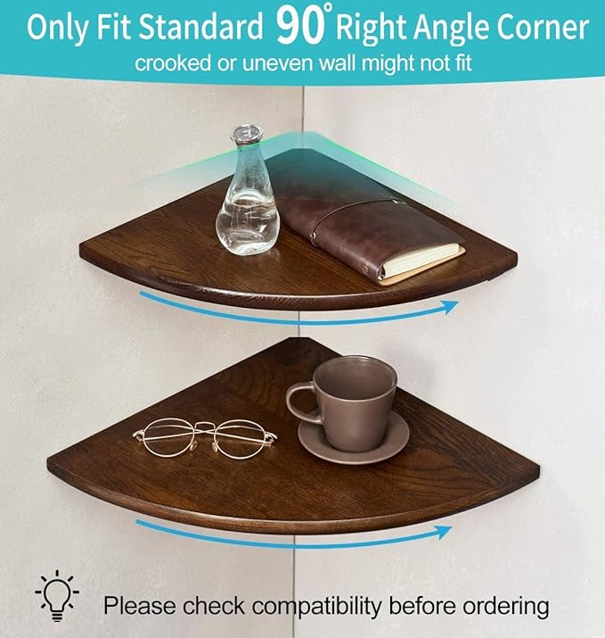 Corner Shelves, Floating Corner Shelf, Round End Wall Mount - Image 3