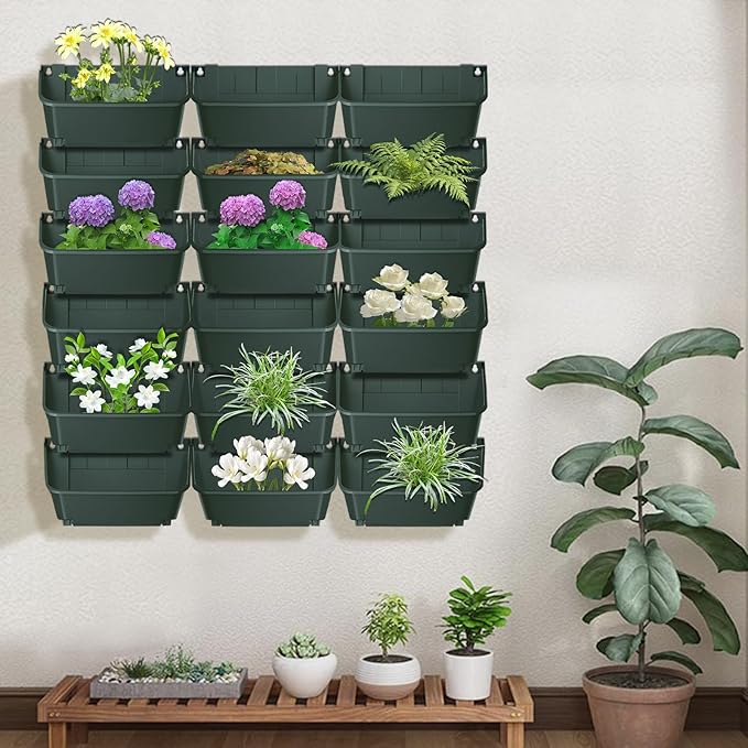 Vertical Wall Planter with 18 Pots, Hanging Garden Plant Flowerpot Holder - Image 4
