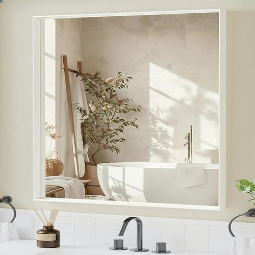36x30 Inch White Bathroom Mirrors by Dimelax