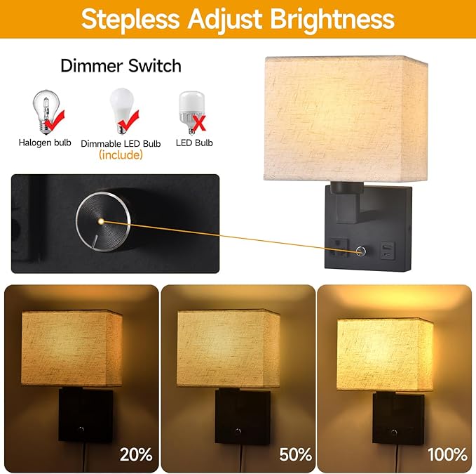 Bedside Wall Lamp for Bedroom, Plug in Wall Sconce - Image 5