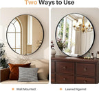 Bathroom Mirror for Wall, 30 Inch Round Mirror, Matte Black Metal Framed Circle - Image 5