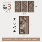 VIYYIEA Boho Solid Wood Carved Wall Art Set of 3, Geometric Minimalist Wooden - Image 2