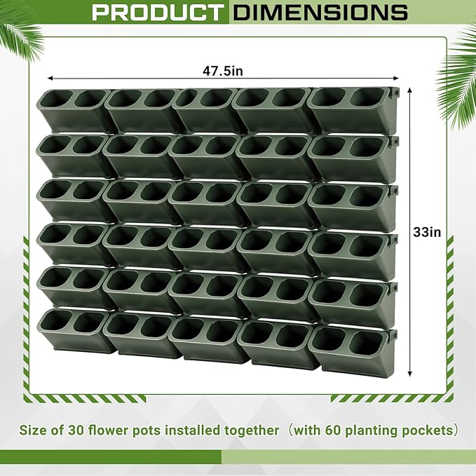 Briwooody 30 Set 60 Pocket Vertical Stackable Wall Planters Kit Outdoor Self - Image 2