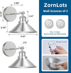 Battery Operated Wall Sconce Set of 2, Vintage Wireless Wall Sconces - Image 5