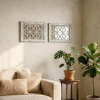 Set of 2 13x17 Inch Rectangular Shatterproof Decorative Wall Mirrors, Boho - Image 3