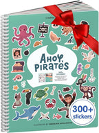 Cupkin Pirate Sticker Book Activity for Kids, Toddler Airplane Travel Essentials, 300+ Pirate Stickers for Kids + 8 Scenes + 8 Coloring Book Pages, Gift for Boys and Girls, Small Sticker Book