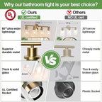 Zarbitta 4-Light Bathroom Light Fixtures, Brushed Brass Modern Vanity Lights - Image 2