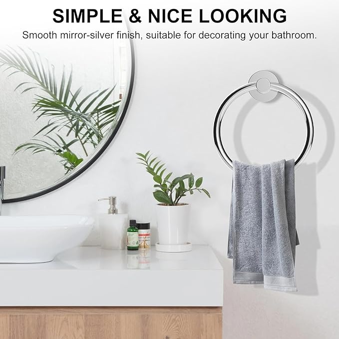 SetSail Towel Holder for Bathroom Wall 2 Packs Towel Ring Stainless Steel Heavy - Image 6