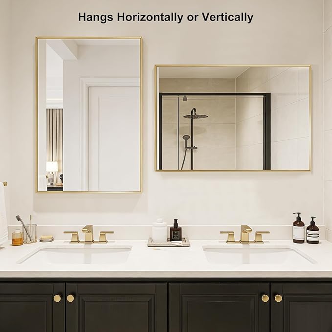 BOMINICA Brushed Gold Bathroom Mirror - Image 8