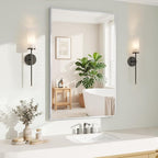 Koonmi Silver Rectangle Wall Mirror, 24x36 Inch Bathroom Mirror, Aluminum Frame by KOONMI