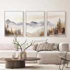 Neutral Mountain Wall Art Decor Set of 3 Forest Canvas Wall Art Poster - Image 6