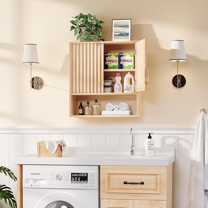 VINGLI Fluted Modern Medicine Cabinet, Bathroom Wall Cabinet Over Toilet Storage - Image 8