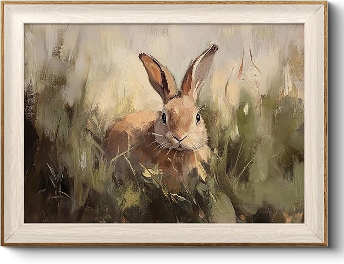 VIYYIEA Framed Wall Art for Living Room, Rabbit Canvas Prints Vintage Home Decor by VIYYIEAART
