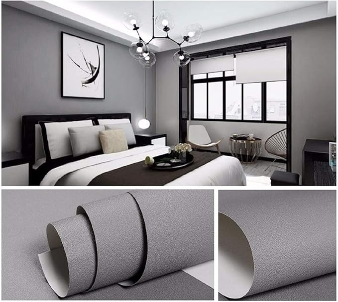 practicalWs Gray Self-Adhesive Wallpaper SelfA-dhesive Film Stick Paper Easy to - Image 7