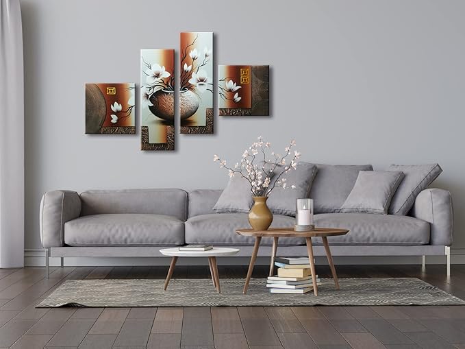 Wieco Art -Stretched and Framed 100% Hand-painted Modern Canvas Wall Art - Image 2