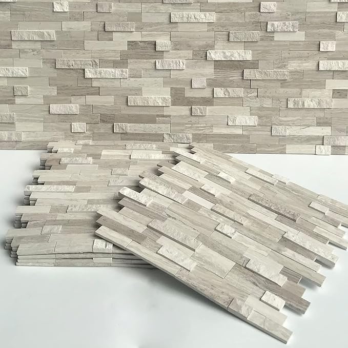 SUNWINGS 5-Sheet Peel and Stick Mosaic Natural 3D Stone Self Adhesive Marble - Image 3