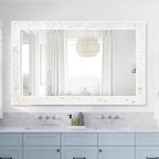 Tanmicoshomy 30 x 48 Inch White Bathroom Mirror, Natural Shell Framed - Image 6