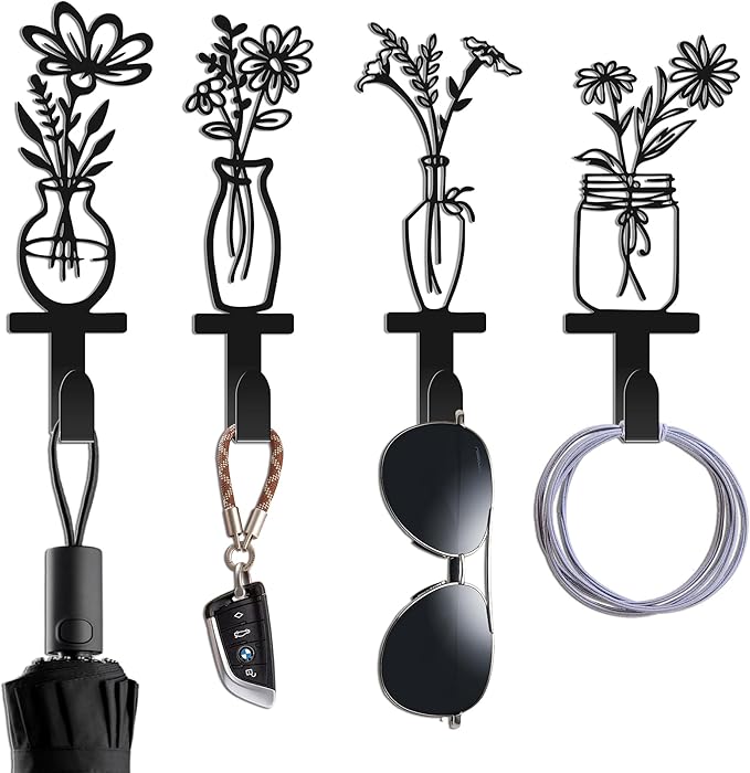 Decorative Wall Hooks, Metal Flowers Wall Decor by Unknown