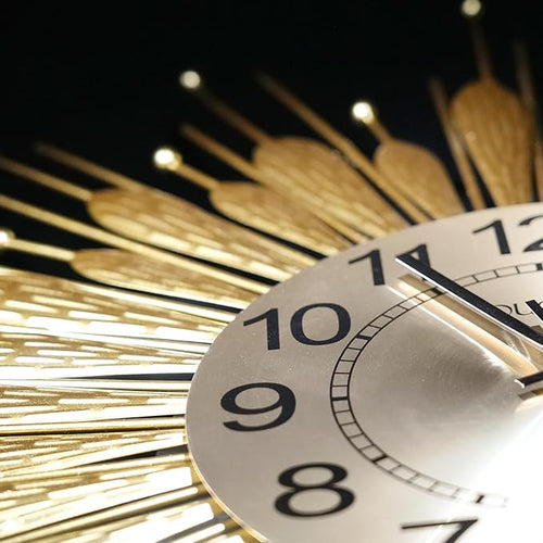 27" Gold Mid Century Modern Wall Clock，Battery Operated Decorative Decorative - Image 2