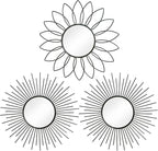3 Pack Metal Mirrors for Wall Sunburst Wall Mirrors Home Décor Decorative by Uaussi
