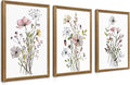 WRFON Framed Botanical Canvas Wall Art Set of 3, Watercolor Floral Prints by Unknown