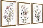 WRFON Framed Botanical Canvas Wall Art Set of 3, Watercolor Floral Prints by Unknown