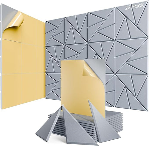 22 Pack Acoustic Panels with Self-Adhesive, Sound Panels High Density, by ROOME